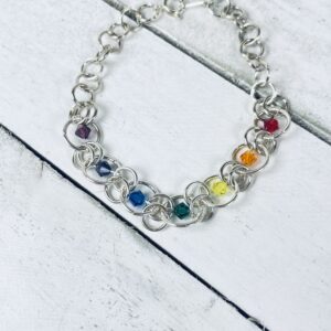Rainbow Bi-cone Crystal Chainmail Bracelet