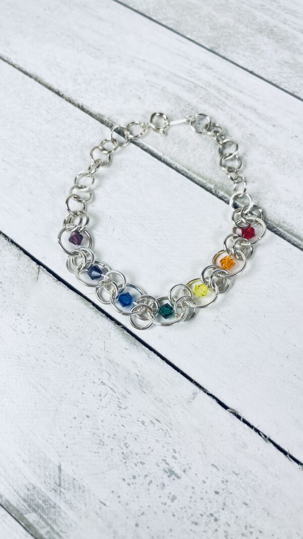 Rainbow Bi-cone Crystal Chainmail Bracelet