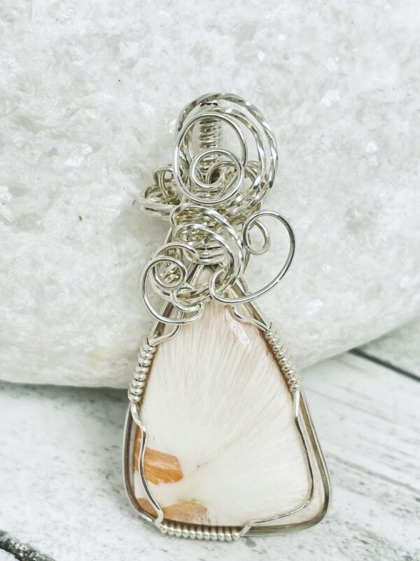 Freeform Domed Peach Scolecite in Sterling Silver - Image 5