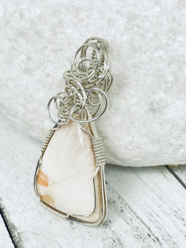 Freeform Domed Peach Scolecite in Sterling Silver - Image 4