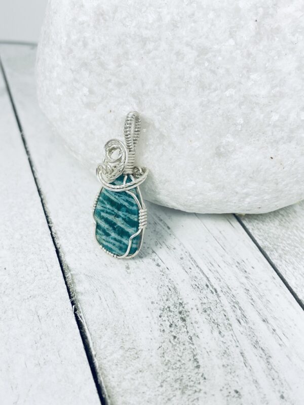 Freeform Amazonite in Sterling Silver Wire - Image 4