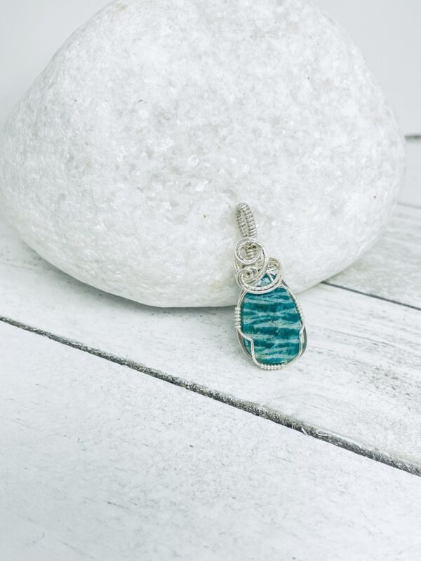 Freeform Amazonite in Sterling Silver Wire - Image 3