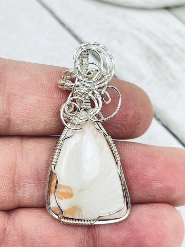 Freeform Domed Peach Scolecite in Sterling Silver - Image 3