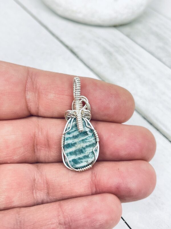 Freeform Amazonite in Sterling Silver Wire - Image 5
