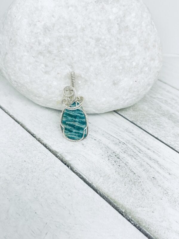 Freeform Amazonite in Sterling Silver Wire - Image 2