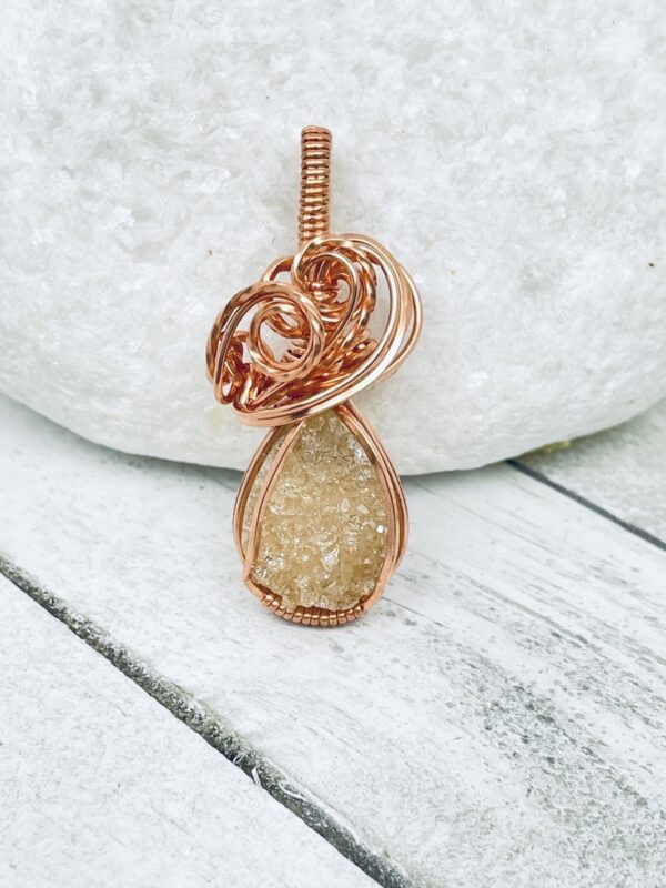 Peach Druzzy Agate in Raw Copper Wire
