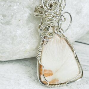 Freeform Domed Peach Scolecite in Sterling Silver