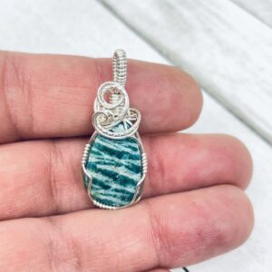Freeform Amazonite in Sterling Silver Wire