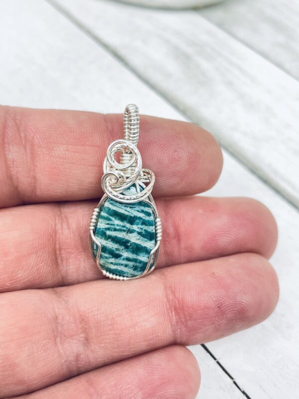 Freeform Amazonite in Sterling Silver Wire