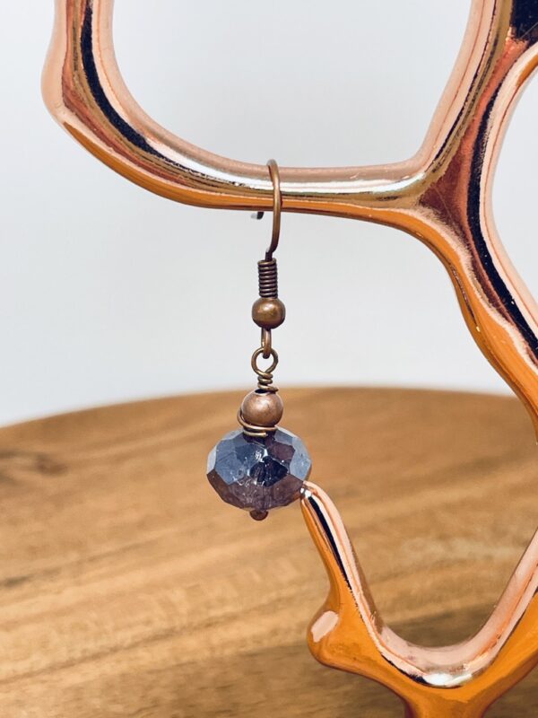 Heather Purple Cracked Glass Rondel Beads in Antiqued Copper - Image 4