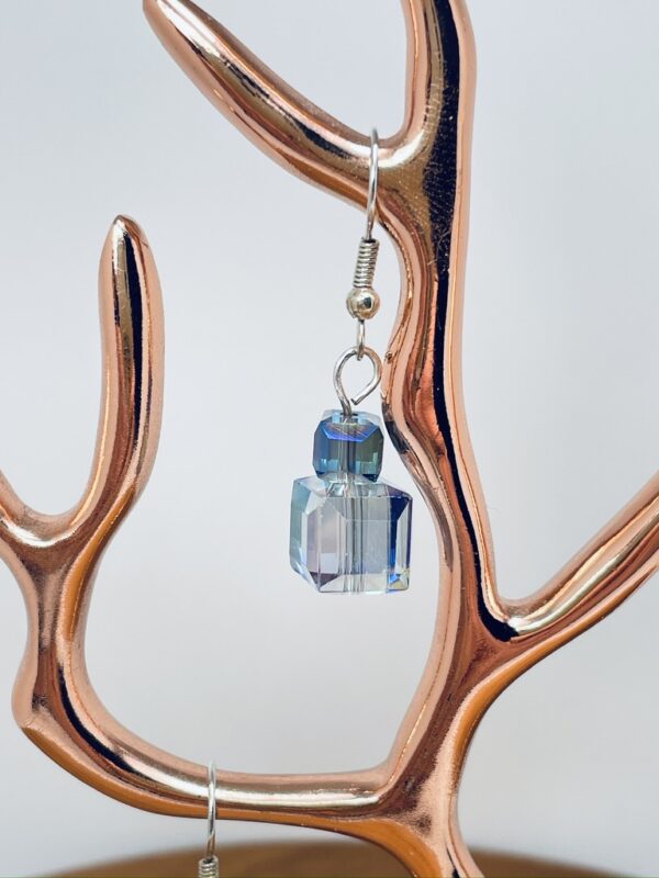 Stacked Cube Iridescent Glass Bead Earrings - Image 8