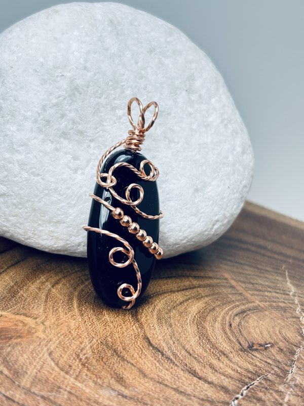 Black Agate in Raw Copper Wire - Image 4