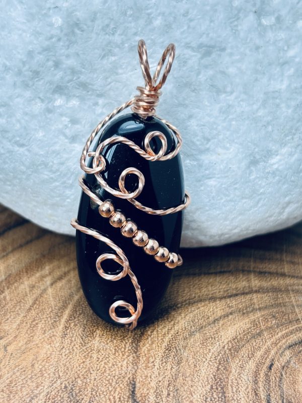 Black Agate in Raw Copper Wire - Image 3
