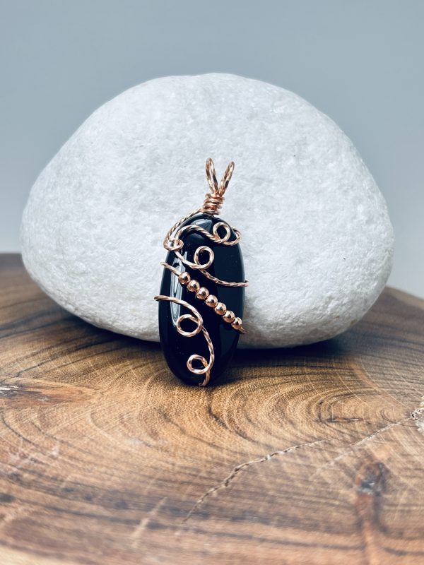 Black Agate in Raw Copper Wire - Image 2